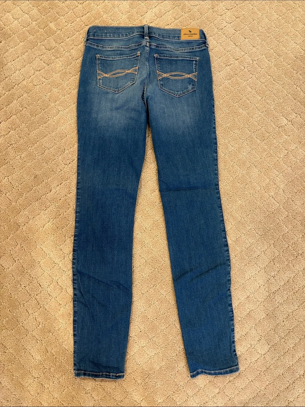 abercrombie kids Dark Blue Skinny Jeans with Light Distressing